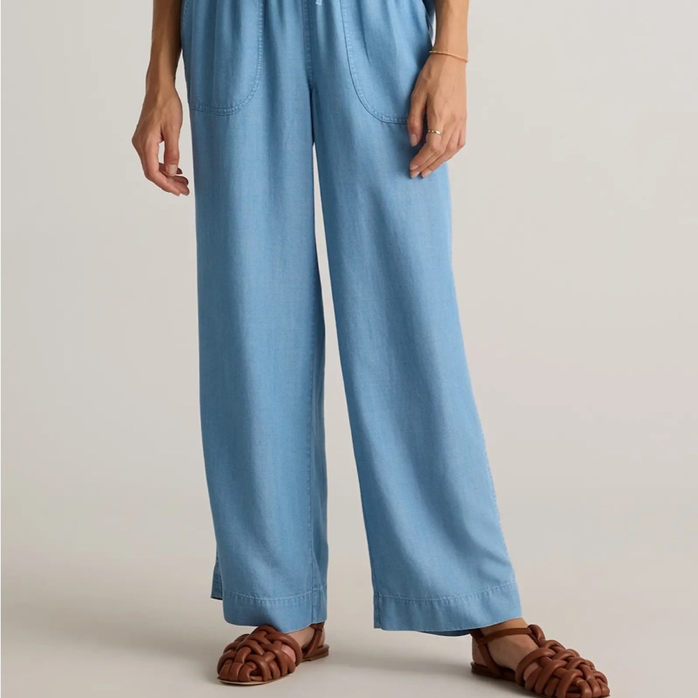 Light Blue Wide-Leg Women's Pants